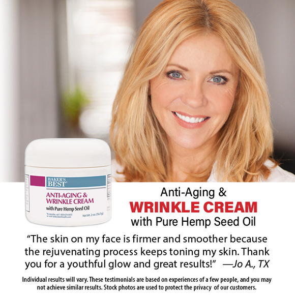 Baker's Best Anti-Aging and Wrinkle Cream with 100% Pure Hemp Seed Oil