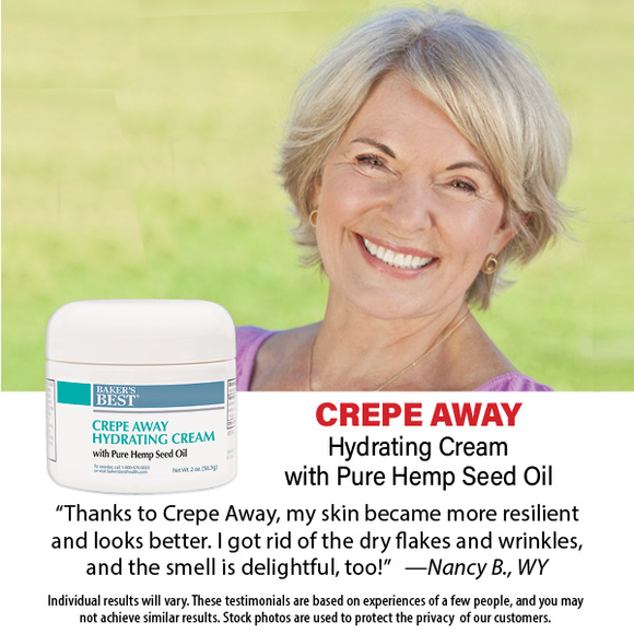 Baker's Best Crepe Away Hydrating Cream with 100% Pure Hemp Seed Oil