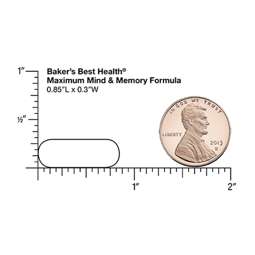 Baker's Best Mind and Memory Formula Supplement Size Chart