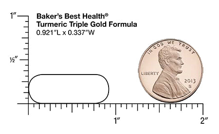 Baker's Best Turmeric Triple Gold Supplement Size
